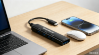 Mini Hub Dream Kacher de Aleación de Aluminio Tipo-C, 5 Puertos USB 3.0/2.0, Carga, Transferencia de Datos, Compatible con Tarjetas SD, Sin Necesidad de Enchufe