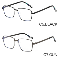 Gafas Ópticas de Metal Rectangulares con Montura Completa Dorada para Hombre, con Soporte Nasal de Montura, Diseño Cómodo para Uso Diario y Lectura