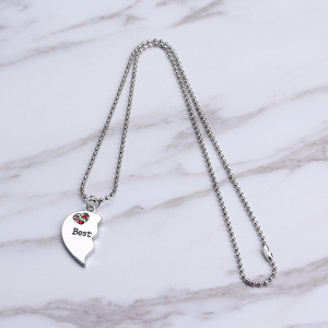 Migliore <span class=keywords><strong>amico</strong></span> per sempre cuore spezzato collana di maglia in lega placcata platino intarsiato colorato zircone Unisex regalo per donna uomo - Product Image 3