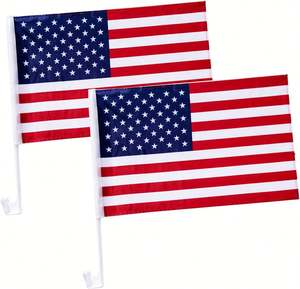 Lot de 2 drapeaux américains personnalisés pour voiture avec clip de fixation pour fenêtre, 18 x 12 pouces, modèle FA24 - Product Image 2