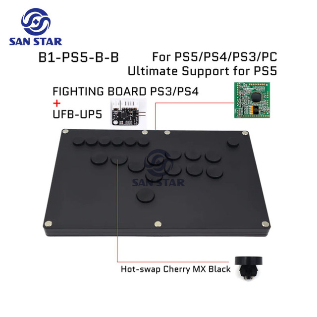 FIGHTBOX B1-B ARCADE GAME CONTROLLER for PC/PS/XBOX/SWITCH BLACK MATTE ACRYLIC PANEL With Cherry Microswitch