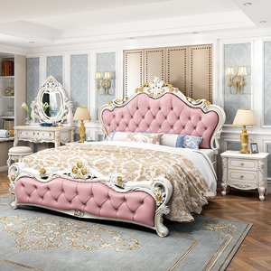 <span class=keywords><strong>Cama</strong></span> King Size Tapizada en Tela, Estilo Francés, Lujosa y Elegante, con Estructura <span class=keywords><strong>de</strong></span> Madera Sólida para un Dormitorio Elegante, Muebles Reales - Product Image 1