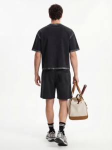 Camiseta de Manga Corta para Hombre, Estilo Vintage, Corte Cuadrado, Tejido Grueso de 285g, con Efecto Desgastado y Salpicaduras de Pintura - Product Image 3