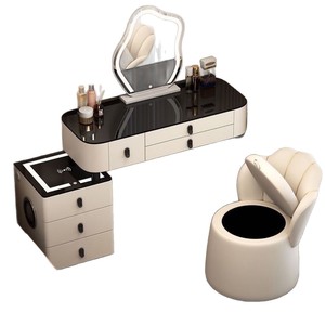 Tocador Minimalista de Lujo con Cajón, Mueble de Maquillaje de Madera Maciza para Dormitorio - Product Image 4