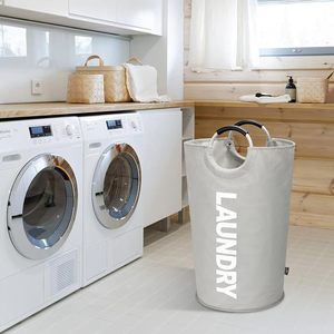 Oxford Fabric Laundry Hamper Clothes Laundry <b>Basket</b> with Aluminum Ring Handle - Product Image 6