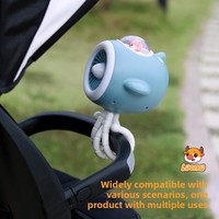 Nouveau ventilateur de poussette 2026, USB sans balais, grande capacité, mini ventilateur de bureau dessin animé pieuvre avec éclairage et contrôle par touches de piano