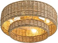 Ventilateur de plafond Yelbeslite Boho avec éclairage intégré, design en rotin superposé, télécommande, réversible, 6 vitesses, pour chambre à coucher et chambre d'enfant