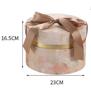 Presente de embalagem de doces para casamento, embalagem personalizada de doces de presente com céu e terra laço laço mão redonda caixa de cobertura balde