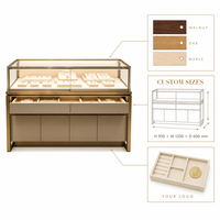 Vitrine de présentation de bijoux de luxe personnalisée sans cadre en verre trempé avec éclairage LED et tiroirs de rangement