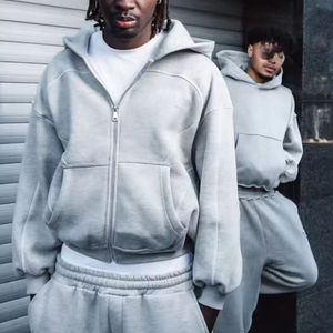 Ensemble Sweat à capuche et pantalon de survêtement 100% <span class=keywords><strong>coton</strong></span> éponge française personnalisés OEM Survêtement à fermeture éclair Survêtement pour hommes - Product Image 6