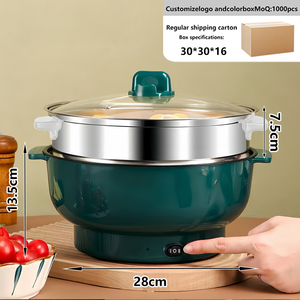 Poêle électrique antiadhésive à chauffage rapide avec couvercle en verre trempé, capacité de 4 L, usage domestique, multifonctionnel commercial - Product Image 4