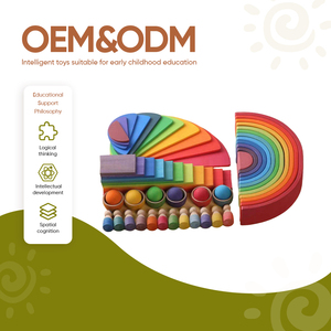 Jouets en bois Montessori Waldorf <span class=keywords><strong>Grimms</strong></span>, blocs d'empilage arc-en-ciel teints à la main, ensemble de blocs d'empilage pour bébé, jouets éducatifs pour enfants - Product Image 1
