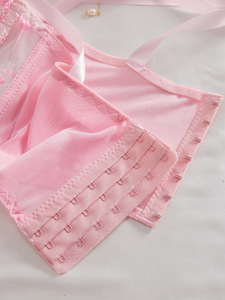 <b>Sexy</b> Mesh Flower Embroidered Bow Strap Bra Women Erotic Underwire Push up Lingerie <b>Set</b> - Product Image 4