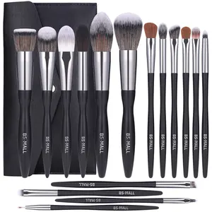 Tốt Nhất Người Bán Make Up Bàn Chải Thiết Lập Chuyên Nghiệp Bán Buôn Màu Đen Chuyên Nghiệp 16Pcs Nhãn Hiệu Riêng Trang Điểm Bàn Chải Thiết Lập Với Túi