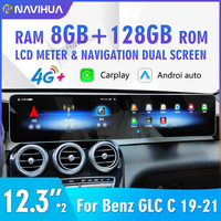 Nuevo NaviHua para Mercedes Benz C GLC W205 X253 Radio de Coche con Android y Doble Pantalla Navegador GPS para Automóvil Unidad Principal de Carplay Monitor