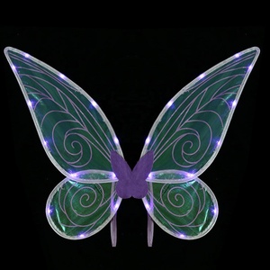 Alas de Hada LED Jumon, Alas de Mariposa de Lentejuelas Brillantes de Nailon, Disfraz de Princesa Élfica para Niñas, Graduación, Halloween, Acción de Gracias - Product Image 6