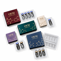 Boîte d'emballage en papier holographique rigide écologique OEM personnalisée, boîte cosmétique de luxe imprimée, inserts blister, ampoule pour soins de la peau, cils