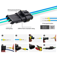 Jiefond 282109-1 AMP Superseal Série 1.5mm – Kit de bornes usinées 14A avec contacts en cuivre pour automobile IP67 12V – Prise ronde mâle