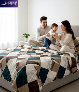 Parure de lit d'hôtel premium King Size à rayures imprimées, drap plat, drap-housse, taies d'oreiller, microfibre 400TC, durable et confortable - Product Image 1