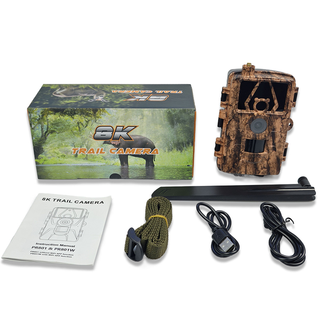 PR801LTE 4G LTE 8K 60MP CMOS Sensor Hunting Trail Camera with 2.0inch Screen & 128GB Support for US EU AU & 4G Countries