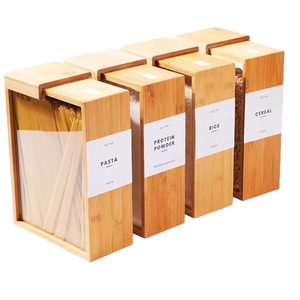 Solid Wood Square Grain Dispenser Flip Top Airtight Rice Storage Box Kitchen Household Use - Product Image 5