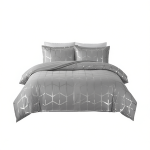 Ensemble de couette imprimé métallique 4 pièces, design moderne, literie pour la maison, 100% polyester, lavable en machine - Product Image 1