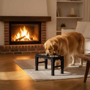 Support de gamelle surélevé anti-étouffement pour animaux de compagnie, hauteur réglable, antidérapant, double gamelle pour chiens et chats - Product Image 2