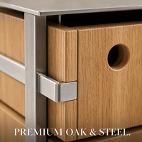 Armoire à tiroirs en bois massif et acier inoxydable Bauhaus, armoire de rangement de grande capacité pour salon, table d'appoint pour canapé, table de chevet pour chambre à coucher