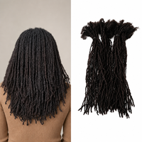 Ekstensi Rambut Manusia Micro Locs Inter Locs Crochet 0.1cm Micro Sister Locs Dengan Ujung Keriting Panjang untuk Wanita