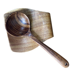 ช้อนซุปไม้กระถินเทศขนาดใหญ่ ไม้เนื้อแข็ง สไตล์เรโทร ช้อนเสิร์ฟในครัวเรือน ด้ามจับโค้งสไตล์ญี่ปุ่น - Product Image 2