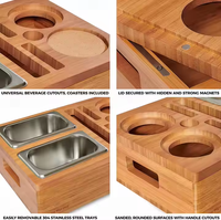 Organisateur de canapé Plateau porte-gobelet en bambou écologique avec récipient et assiette à collation Design élégant et plat en silicone