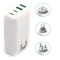 Chargeur mural fin 40W 4 ports Gan PD3.0 à charge rapide, 2 USB-C, 2 USB-A, prise US/UK/EU/AU pour téléphone portable Samsung Android
