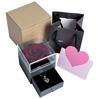 Pour Amazon exclusif carré naturel préservé fleur boîte à bijoux pour collier pendentif affichage pour la Saint-Valentin