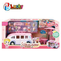 Jouets chanceux maison de poupée ensemble de jeu bricolage semblant Portable caravane camping-car Bus jouet Kit camion Dessert chariot Mini nourriture jouets accessoires