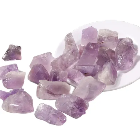 Toplu satış doğal kaya hammaddesi kaba taşlar işık ametist kuvars düzensiz Mineral eskitme kristal taş
