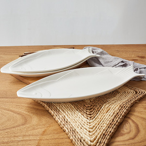 <span class=keywords><strong>Assiette</strong></span> en <span class=keywords><strong>porcelaine</strong></span> <span class=keywords><strong>blanche</strong></span> en forme de poisson, épaissie et renforcée au magnésium, compatible micro-ondes, <span class=keywords><strong>design</strong></span> créatif sous glaçure, fraîche et mignonne - Product Image 3