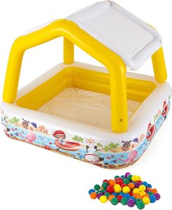 Piscina Inflable Infantil Cuadrada con Centro de Juegos y Piscina de Pelotas, Diseño de Océano, Toldo Extraíble, PVC Ecológico, Juguetes Divertidos y Seguros para Niños - Product Image 2
