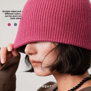 Gorro Reversible de Lana Merino 100% Premium, Tejido Jacquard Grueso, Diseño de Bloques de Color, Borde Enrollable, Unisex, para Invierno - Product Image 2