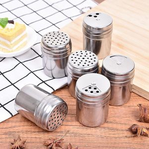 Dispenser Rotatable Lid Shakers Salt Sugar Spice Pepper Stainless Steel Spice Shakers Adjustable Pour Holes <b>Jars</b> Seasoning - Product Image 4