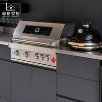 Set Dapur Luar Ruangan dengan Grill Gas Arang, Meja Stainless Steel 304, Wastafel, Keran, Lampu LED, dan Stop Kontak untuk Patio