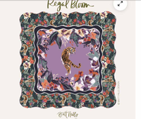 Tapis de Mahjong Américain Floral Tigre Violet Regal Bloom, Bord Ondulé, Antidérapant, Réduction du Bruit, Tapis de Jeu