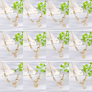 Tian Mao <strong>Tmall</strong> Fashion Women's Stylish 18K Gold-Plated Tricolor Beaded Necklace Butterfly Shape Trendy Stereo Zircon Copper - Product Image 1
