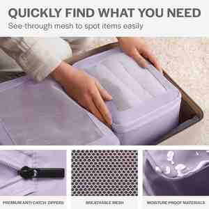 Fashionable Double Zipper Portable Compression Packing Cubes Foldable Polyester Travel Luggage Organizer Bags With <b>Suitcases</b> - Product Image 2