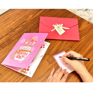 <span class=keywords><strong>Carte</strong></span> <span class=keywords><strong>de</strong></span> vœux d'anniversaire musicale en papier 3D rose fantaisie avec musique et lumière - Product Image 1