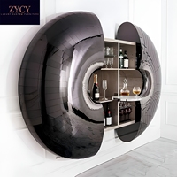 Armoire à vin murale circulaire en acier inoxydable de qualité supérieure, design de globe extensible de luxe pour bar à domicile et décoration de villa