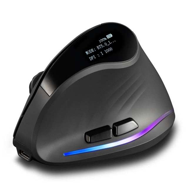 F-35C BT Wireless Vertical Mice with Display Rechargeable 4000 DPI 7 Buttons Ergonomic Vertical Computer Mouse for PC Laptop Pad