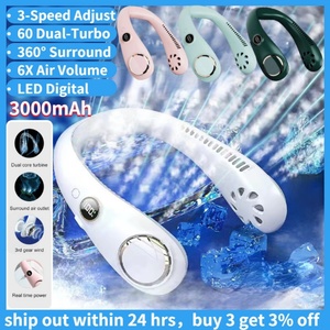 Ventilador de Cuello USB de 3000 mAh/2000 mAh con Pantalla LED Digital, Refrigeración por Aire, Ventilador de Cuello Portátil sin Aspas para Viajes al Aire Libre - Product Image 6