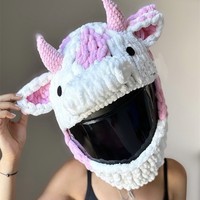 Gorros de Ganchillo Hechos a Mano con Dibujos Animados de Moda para Chicas, Adorable Funda Protectora de Felpa para Casco de Motocicleta, Moda Transfronteriza Personalizable