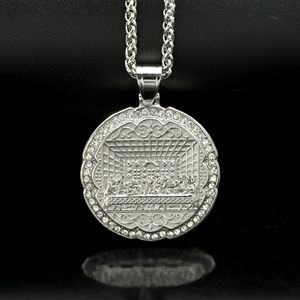 Collana con Ciondolo Hip Hop Gesù Iced Out CZ Ultima Cena Vintage Cattolica Impermeabile Antiossidante in Acciaio Inossidabile per Uomo - Product Image 3