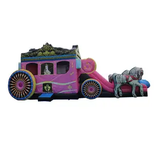 Moonwalk Putri Kereta Tiup Anak-anak, Mainan Rumah Bouncing Tiup Murah untuk Luar Ruangan